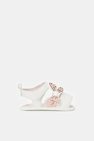 Baby White Butterfly Pram Shoe