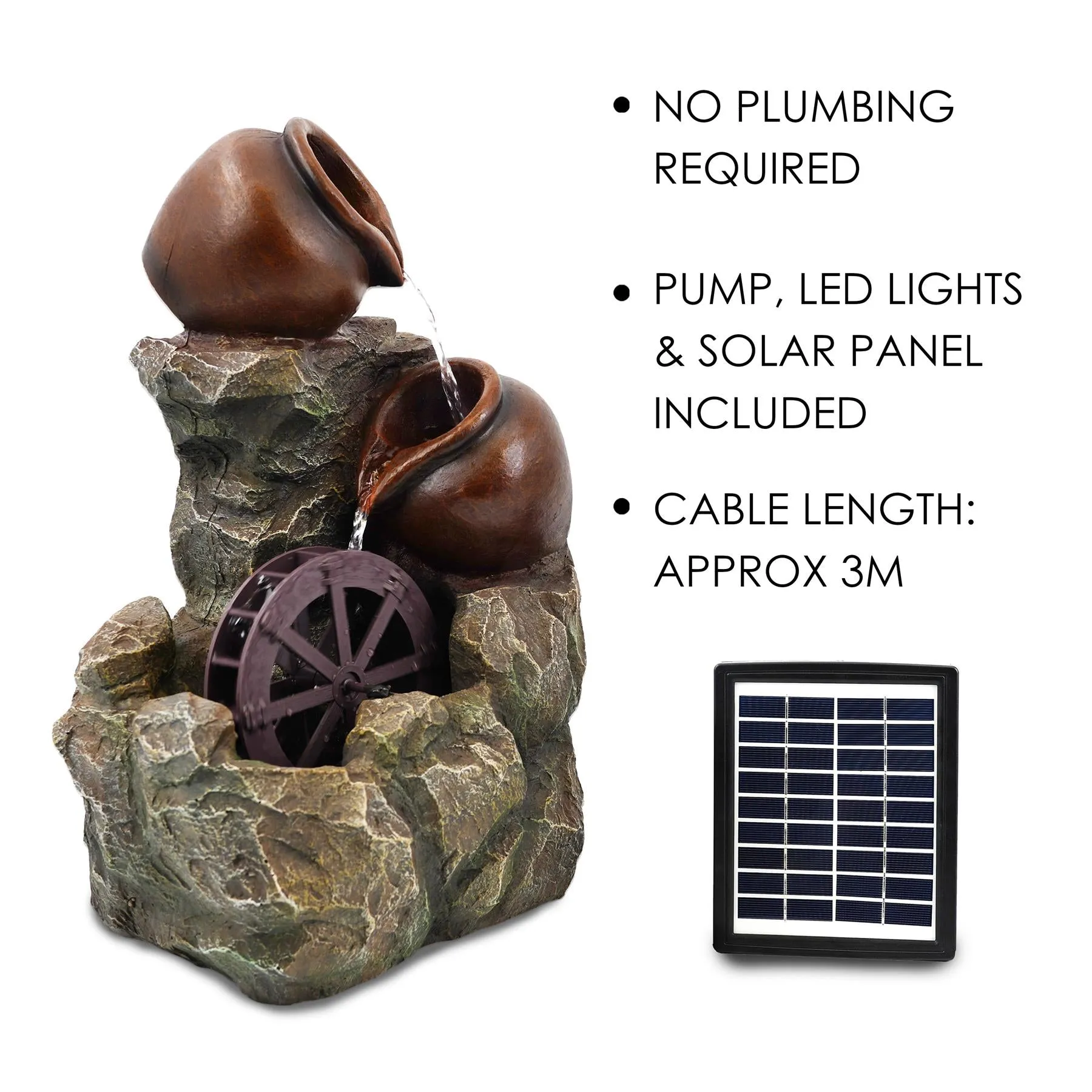 Cartwheel Solar Water Feature Outdoor With LED